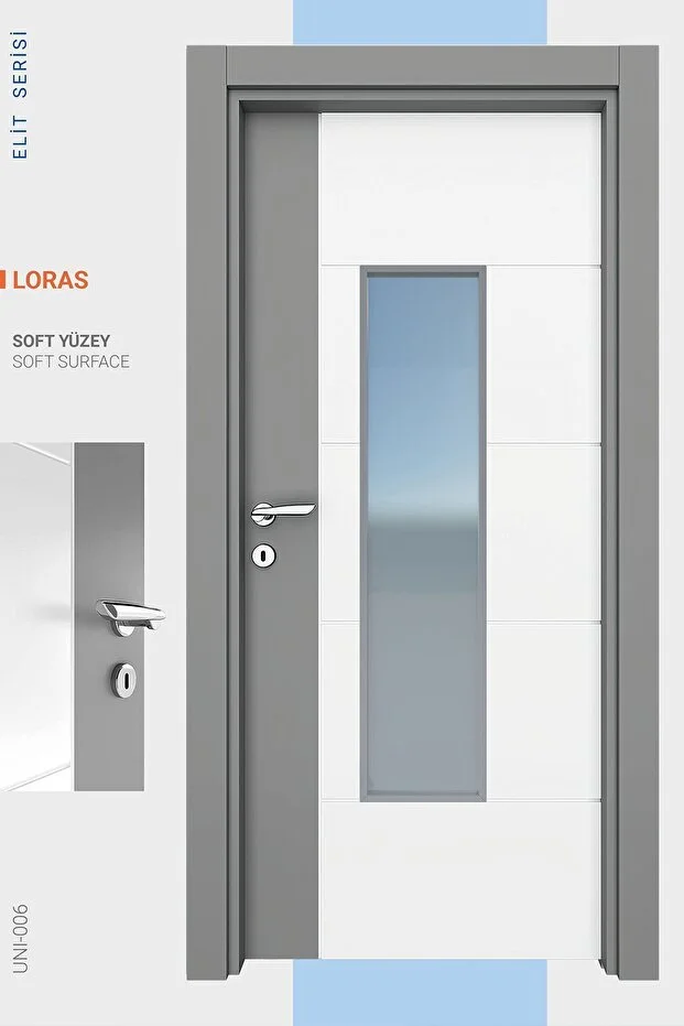 MELAMİN ELİT LORAS CAMLI ODA KAPISI, 86/204/18-27 CM